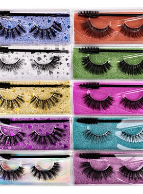 New 3D False Lashes wBrush Natural Thick European American L