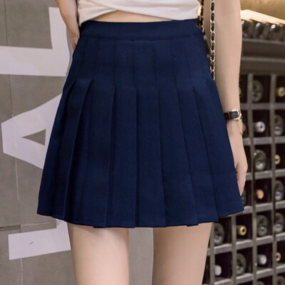 Highwaist Antiglare Aline Skirt Zipper Waist Pleated Skirt P