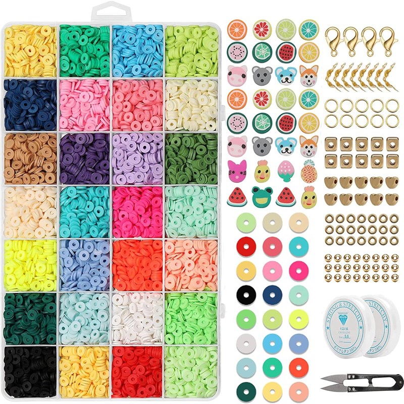 Polymer Clay Beads DIY Kit Soft Pottery Set 6000pcs for Jewe