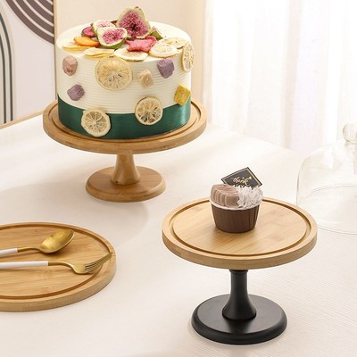Rotating Display Stand for Cake Wooden Tray for Bread Tastin