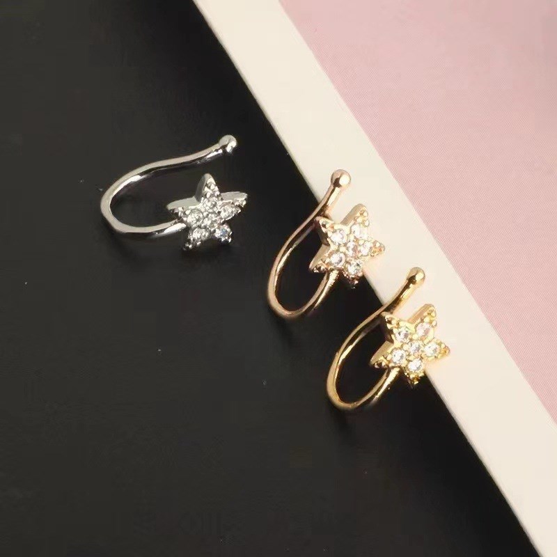 Nose Clip Fashionable Ushaped Fake Nose Ring Rhinestone Five