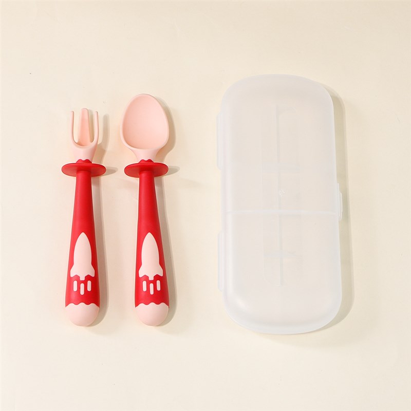 Flexible Training Spoon Fork Set for Kids Portable with Stor