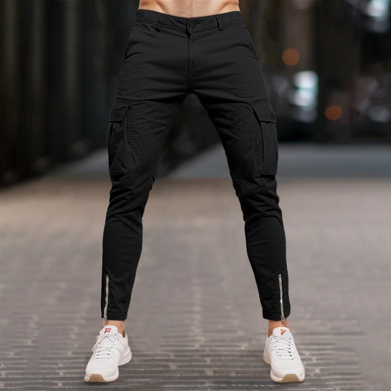 2025 Mens Casual Zipup Work Pants Midweight Comfortable Rela