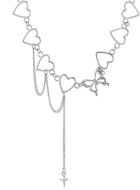Mangxing Butterfly Pendant Ins Hip Hop Hollow Heart Chain Ne