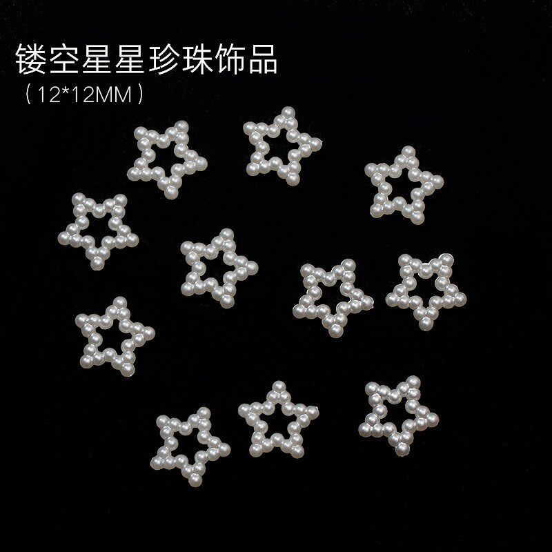 Bowknot Nail Art Charms White Hollowout Pearl Nail Decoratio