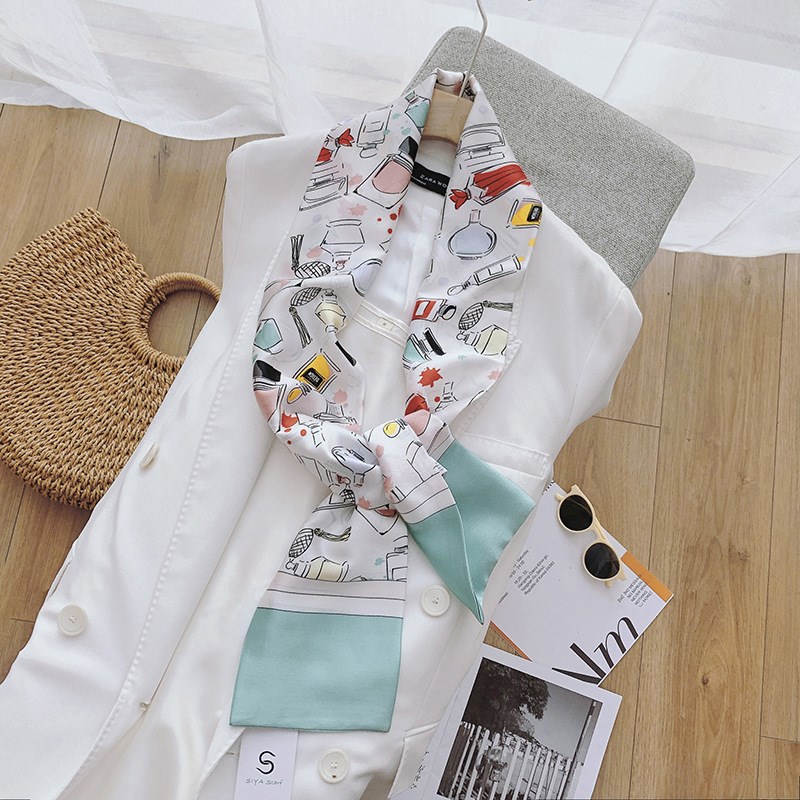 Silk Scarf Long Strip Imitation Silk Neckerchief Women Sprin