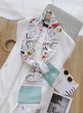 Silk Scarf Long Strip Imitation Silk Neckerchief Women Sprin
