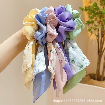 Spring Floral Bow Hair Tie Ribbon Headrope for Fairy WomenSp