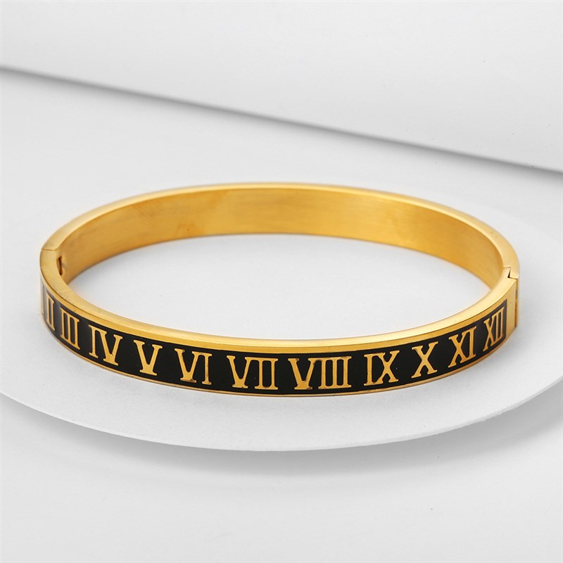 Roman Numeral Stainless steel black oil drip bracelet Europe