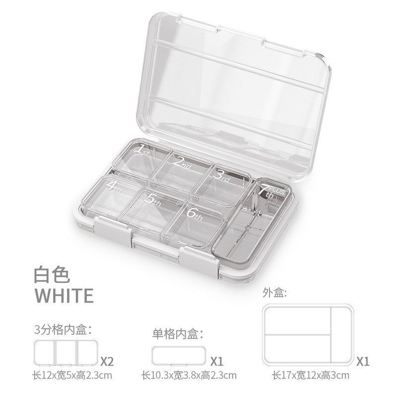Portable Pill Box Mini Weekly Pill Organizer Compact Medicin
