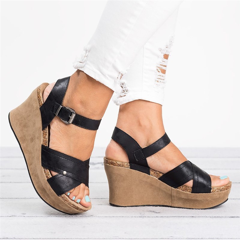 Summer Wedge High Heel Open Toe Sandals for Women Size 4043