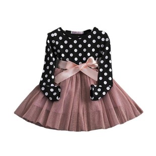 Kid Girls Long Autumn Slee Dot Winter Fashionable 2025 Dress
