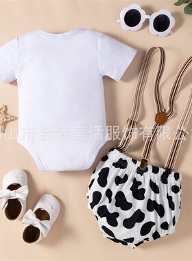 2025 Baby Clothing Summer Black and White Print Tie Bodysuit