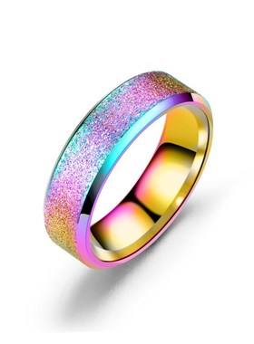 Fashion Double Slope FourColor Pearl Sand Matte Couple Rings