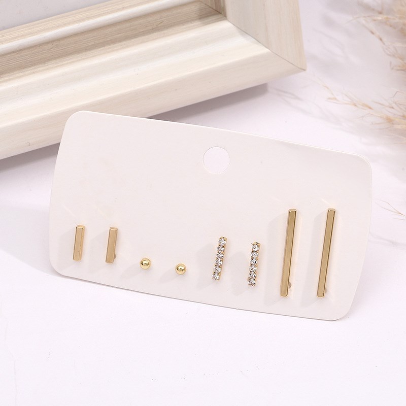 Simple Korean Geometric Earrings Quartet Versatile Microset