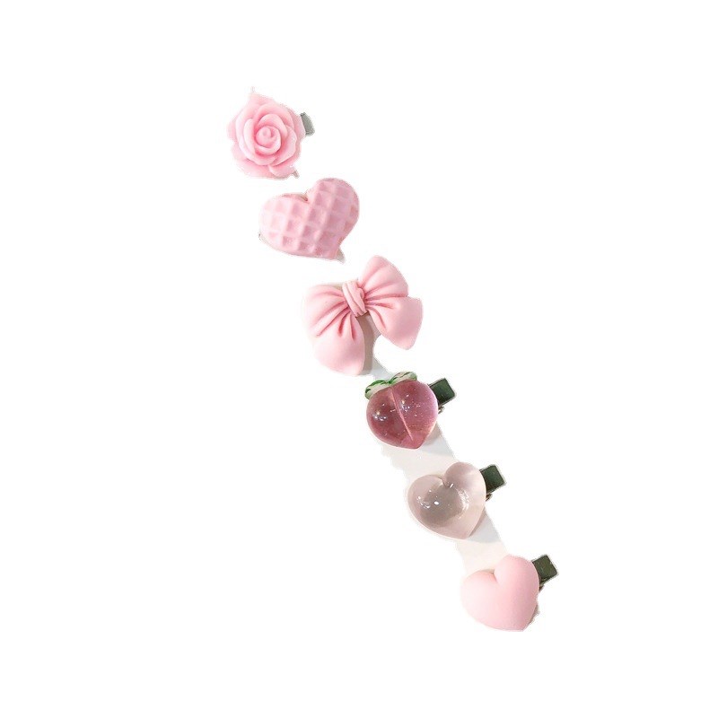 Sweet Pink Cute Girl Series Womens Bow Peach Hairpin Camelli