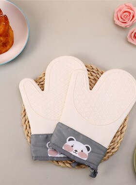 Silicone Cotton Gloves Twill Doublelayer Heatresistant Kitch