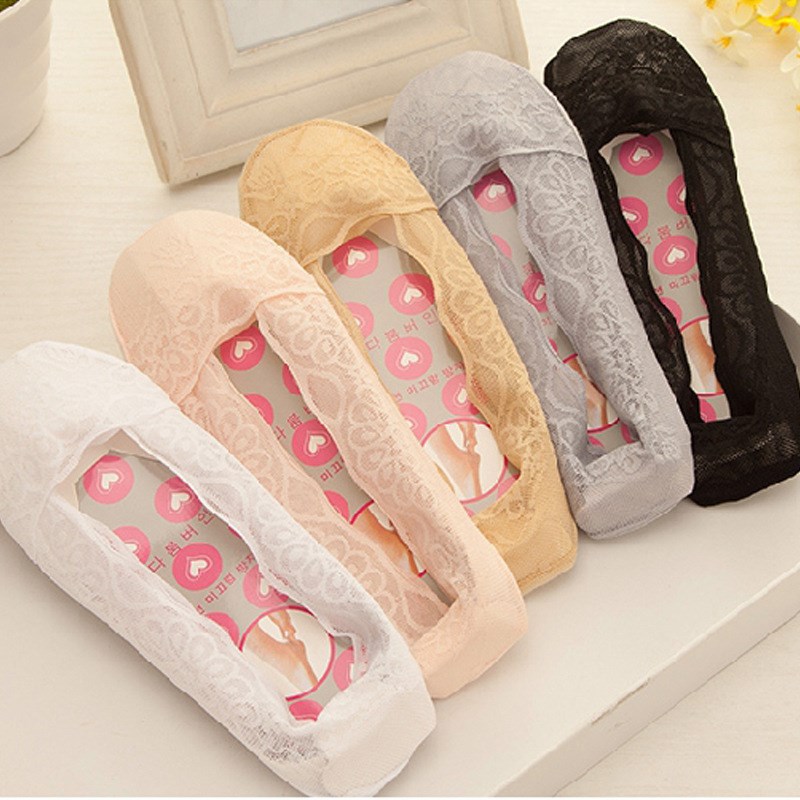 Peacock Lace Boat Socks Women Summer Thin Silicone AntiSlip