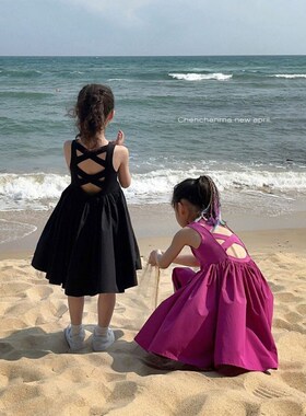 Clearance Girls Dress Summer 2025 Kids Skirt Black Summer Cu