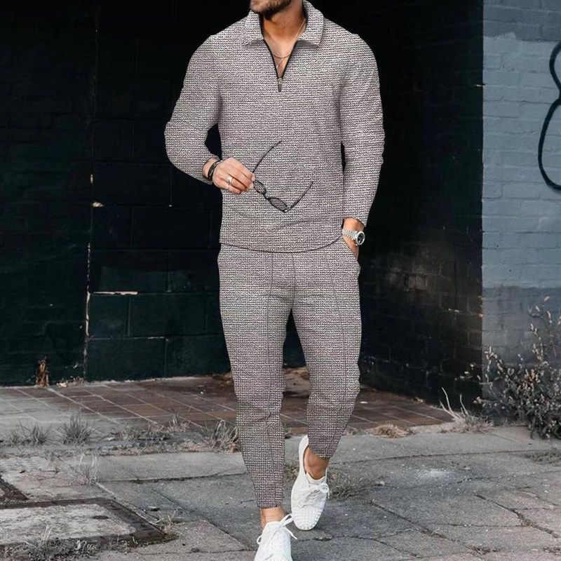 Sporty Mens Longsleeve Longpants Twopiece Set 2025 Autumn Eu