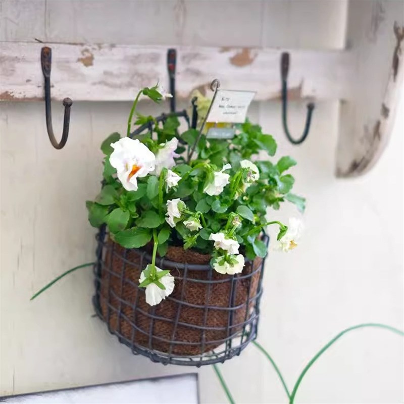 Retro Wire Mesh Weaving Halfround Wall Hanging Basket Linen