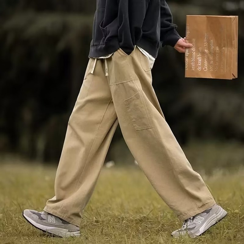 Summer Japanese Retro Straight Work Pants for Men Teens Fash