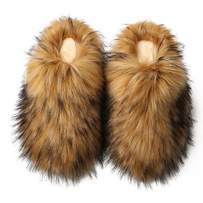 Furry Slippers Women 2025 Winter Home Faux Fur AntiSlip Toe
