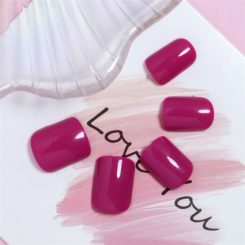 Fluorescent Pink False Nail 2025 Fashion Color Square Short