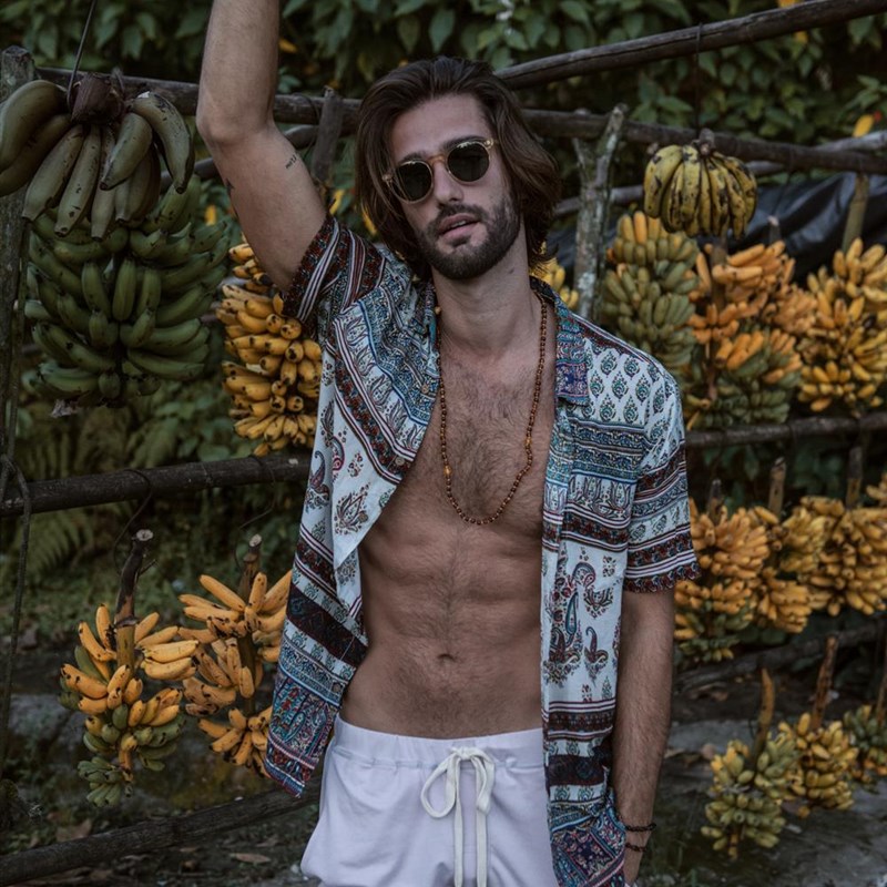 Hawaiian Print Shirt Beach Shirt for Men in Europe and Ameri