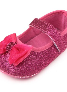 Fall Shiny Pink Bow SoftSoled Baby Walker Shoes Infant Shoes