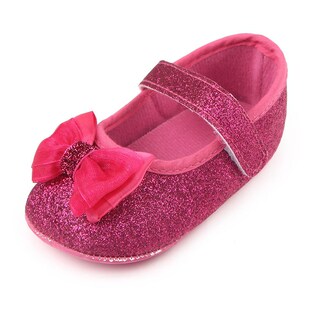 Fall Shiny Pink Bow SoftSoled Baby Walker Shoes Infant Shoes