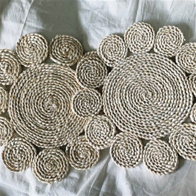 Japanese Corn Husk Woven Placemat Pattern Heat Insulation Te