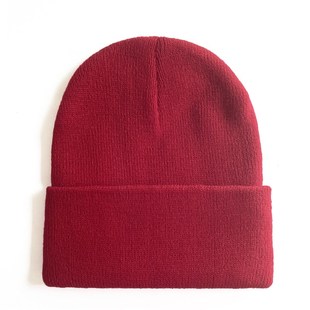 Hat Winter Plain Hip Warm Knitted Stitch TurnedEdge Hop