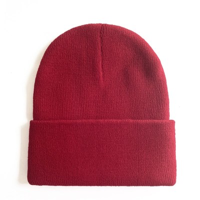 Hip Hop Knitted Hat Winter Plain Stitch Warm Hat TurnedEdge