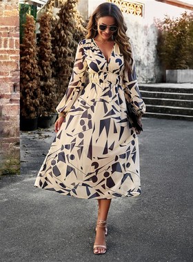 Diyun EuropeanAmerican Dress 2025 Autumn Womens Vacation Cas