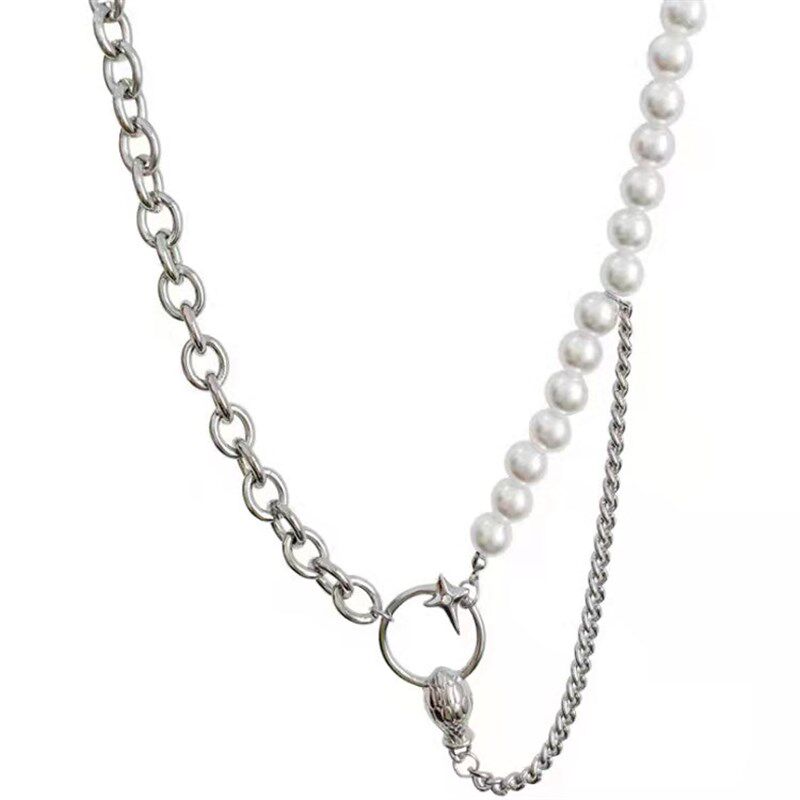 Retro Creative Snake Pearl Necklace Personality Collarbone C