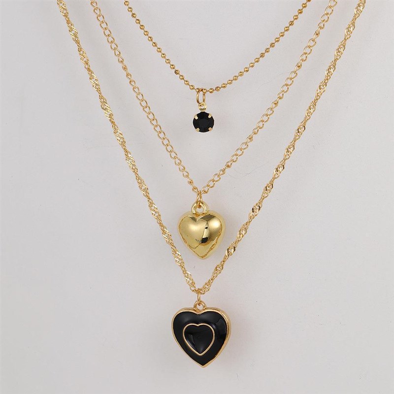 Black Heart Pendant Necklace Women 2025 Sweet Cool Style 3La