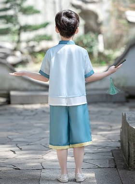 Hanfu Boys Tang Suit Chinese Style Set 2025 Summer Handsome
