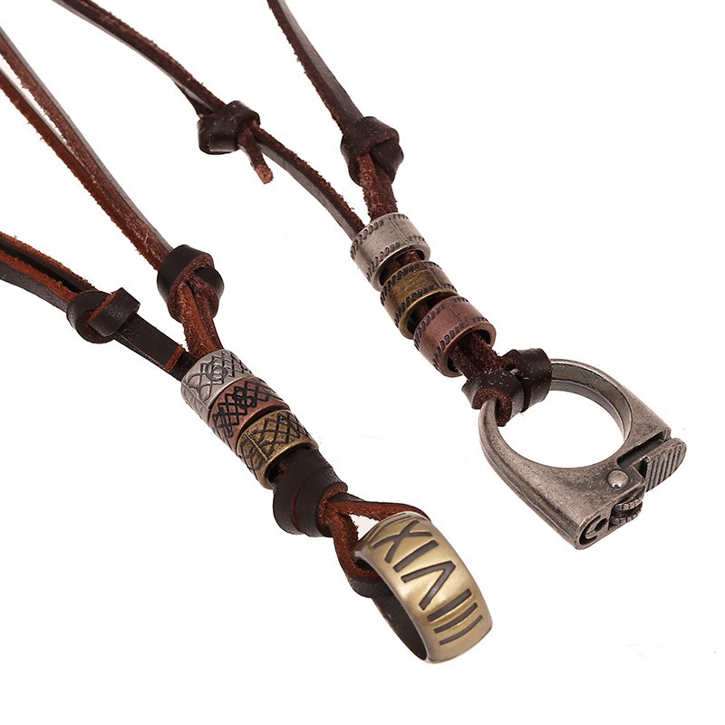 Alloy Lighter Parts Retro Leather Necklace Fashionable Genui