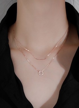 Geo Double Layer Necklace Womens Choker Simple Chic HighEnd