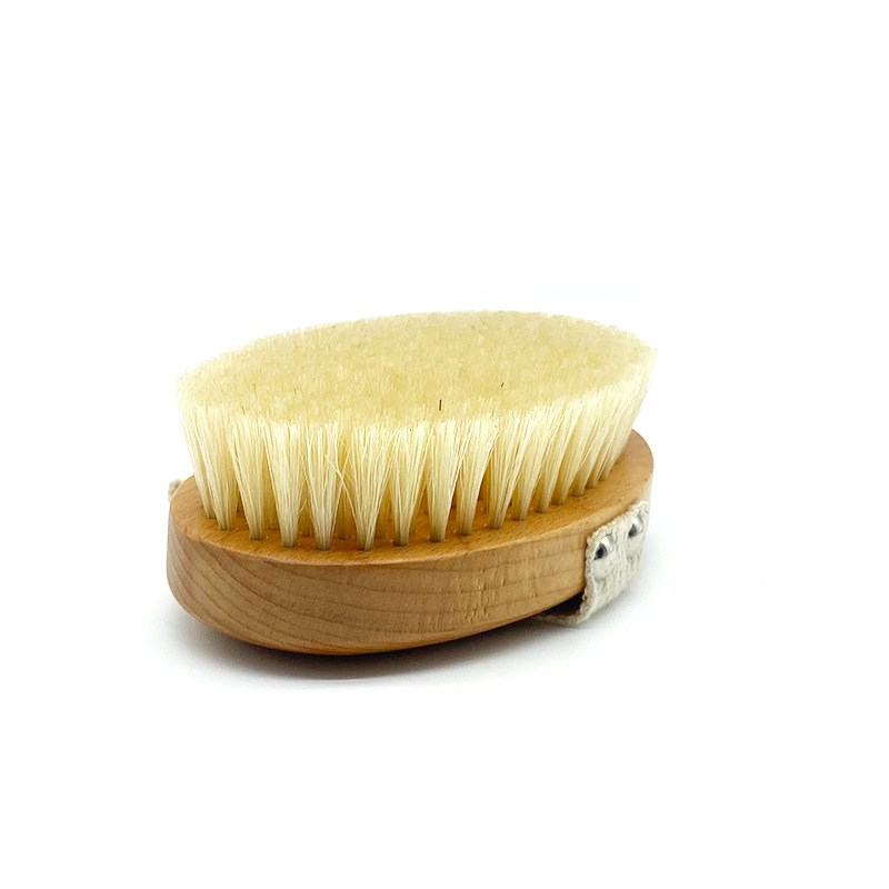 Beech Wood Bath Brush Handleless Solid Wood Boar Bristles Bo