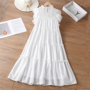 White Dress Summer Sweet Trim Sleeve Muffler Agereduc French