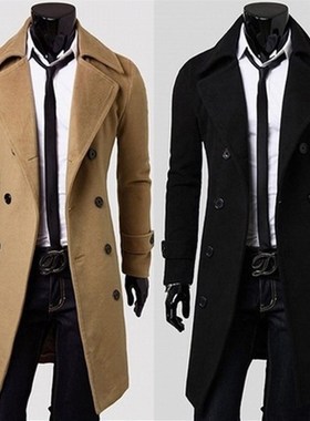 2025 Mens MidLong Suit Collar Fashion Slim Fit Wool CoatMens
