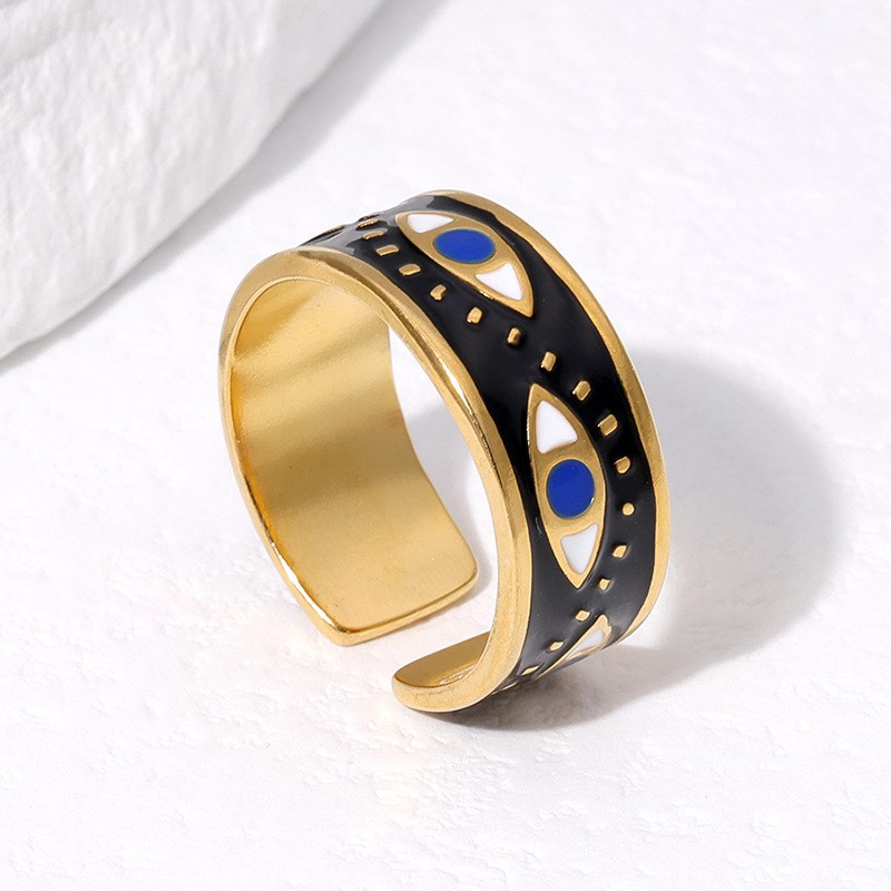 European American Devil Eye Titanium Steel Ring Eyes OilDrop