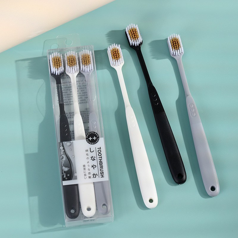 3Pack Simple Toothbrushes Wide Head Fine Bristles Family Use