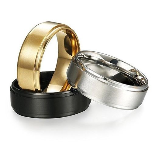 Jewelry Stainless steel ring Black silver step Black silver