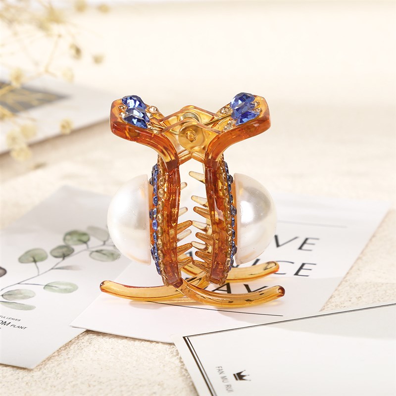 Vintage Style Rhinestone Pearl Hair Claw European Ethnic Wom