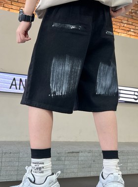 Summer Denim Shorts for Boys MidLong Dark Simple LooseSummer
