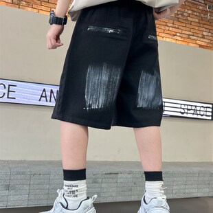 Summer Denim Shorts for Boys MidLong Dark Simple LooseSummer