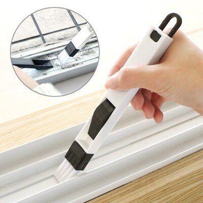 Window Door Groove Cleaning Brush with Dustpan Slot Crevice
